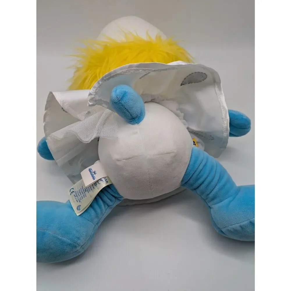 BABW Build A Bear Workshop Smurfette Plush Doll 18” Yellow Hair Satin Dress 2013